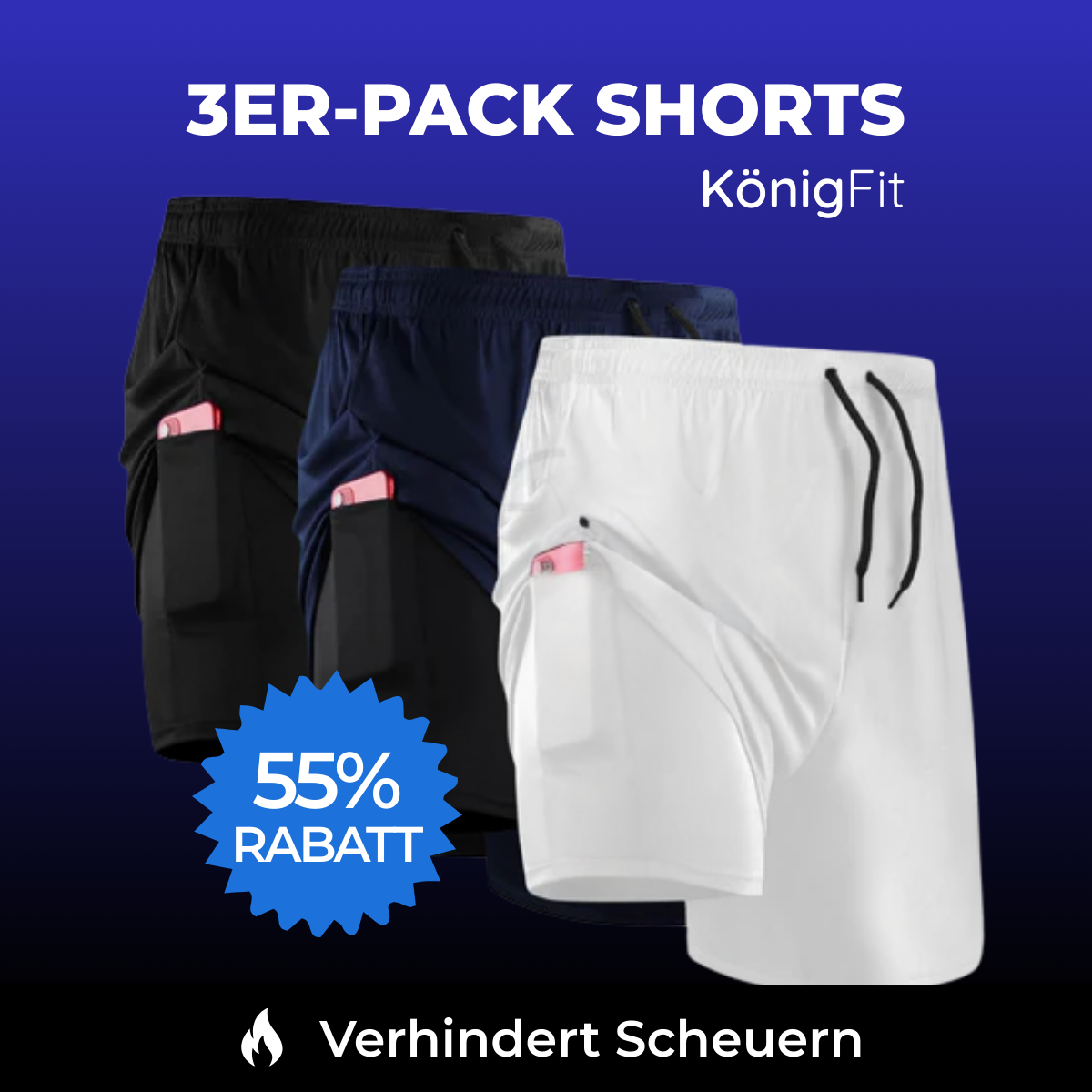 Confezione da 3 pantaloncini a compressione 2 in 1 – Azione invernale - FieroFit