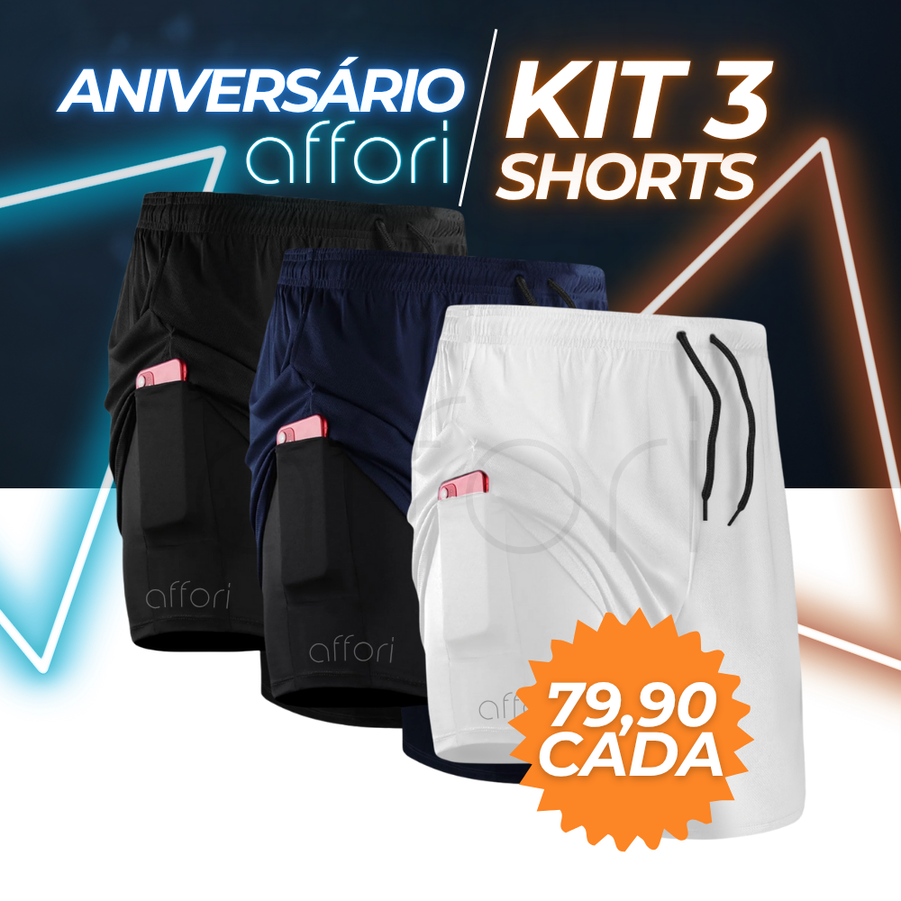 Confezione da 3 pantaloncini compressivi 2 in 1 - Offerta anniversario - FieroFit